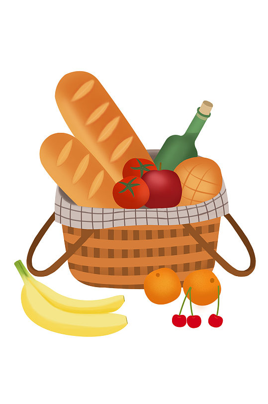 春游食物野餐面包水果蔬菜