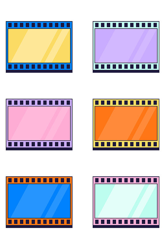 彩色卡通电影胶卷边框