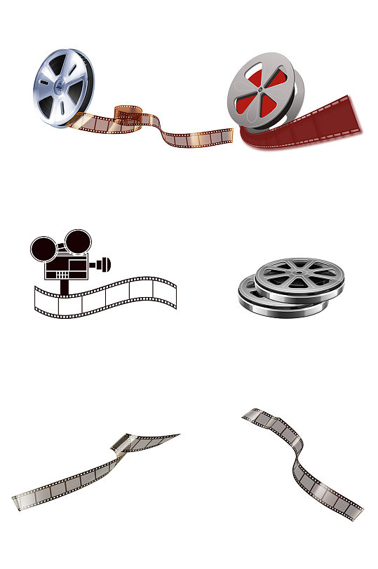 卡通逼真胶卷卷轴插画素材
