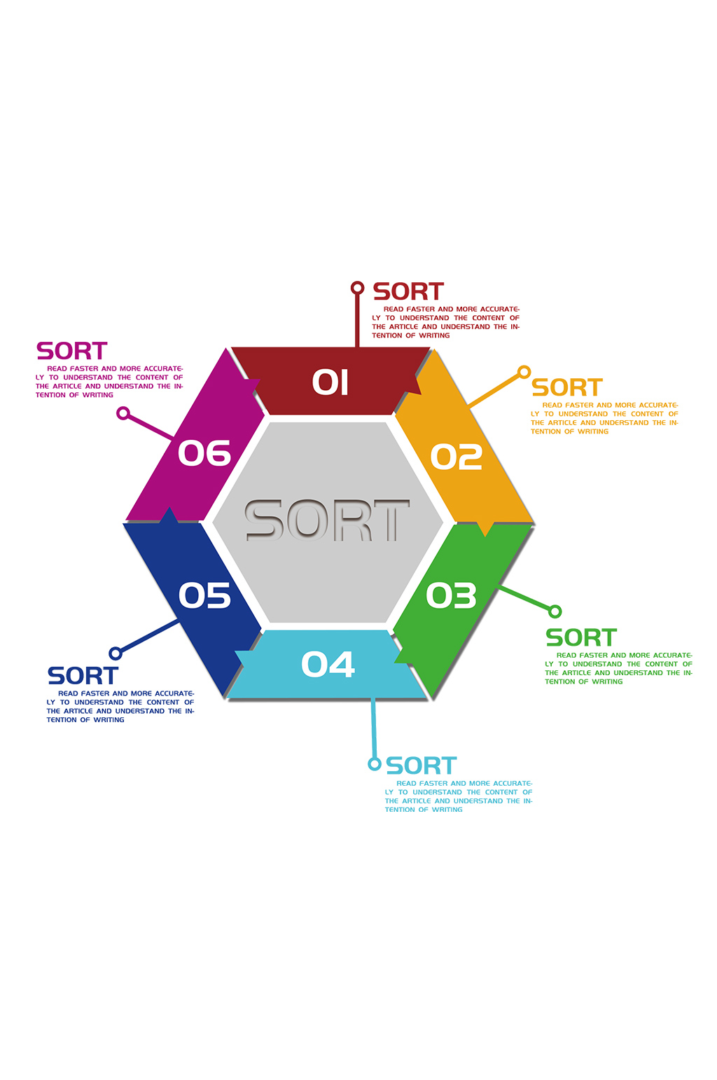 六边形图表分栏ppt元素