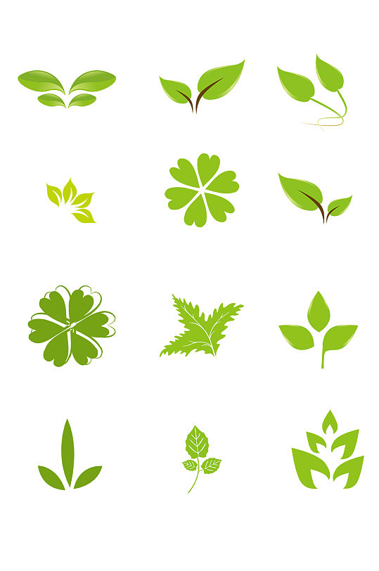 绿色小清新树叶矢量元素