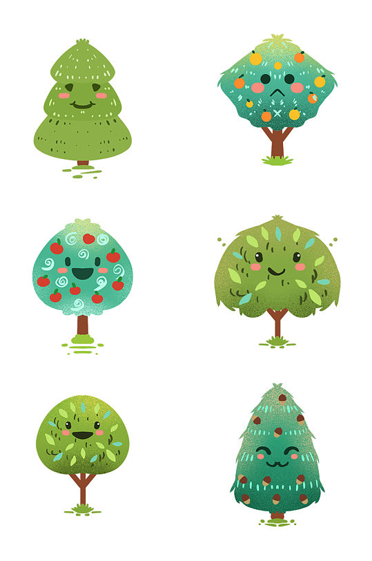 可爱卡通表情树矢量合集