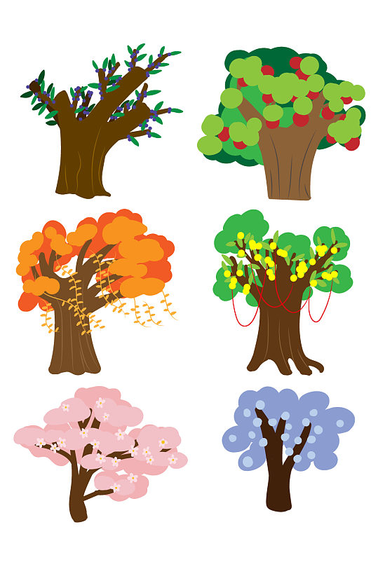 绿色的卡通树矢量素材 大树矢量图
