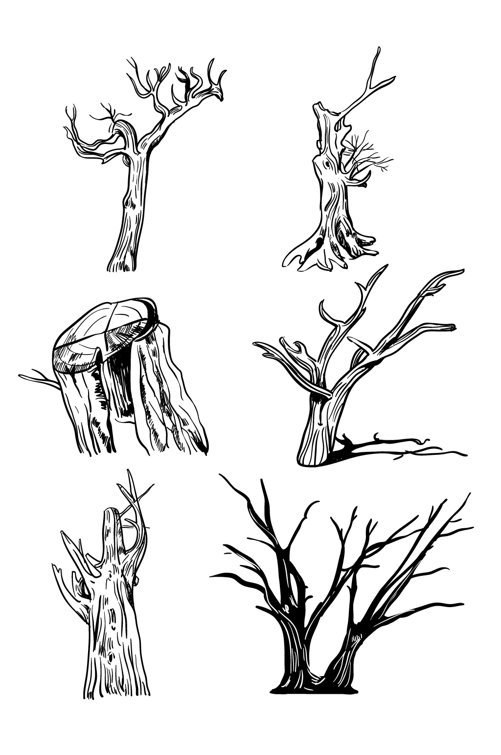 枯树简笔画简单图片