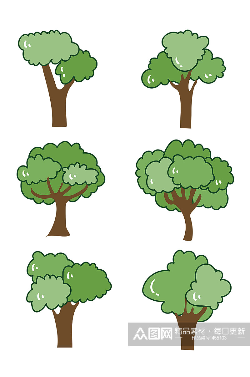 卡通绿色的树矢量图片 大树矢量图素材