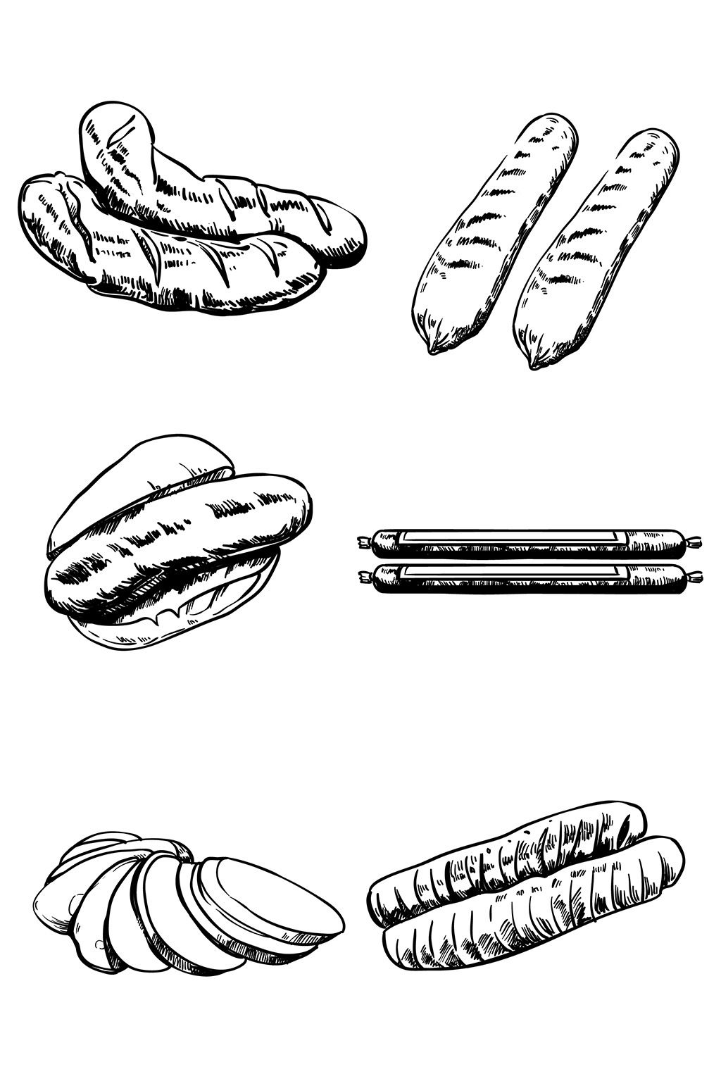 香肠黑白手绘卡通免抠