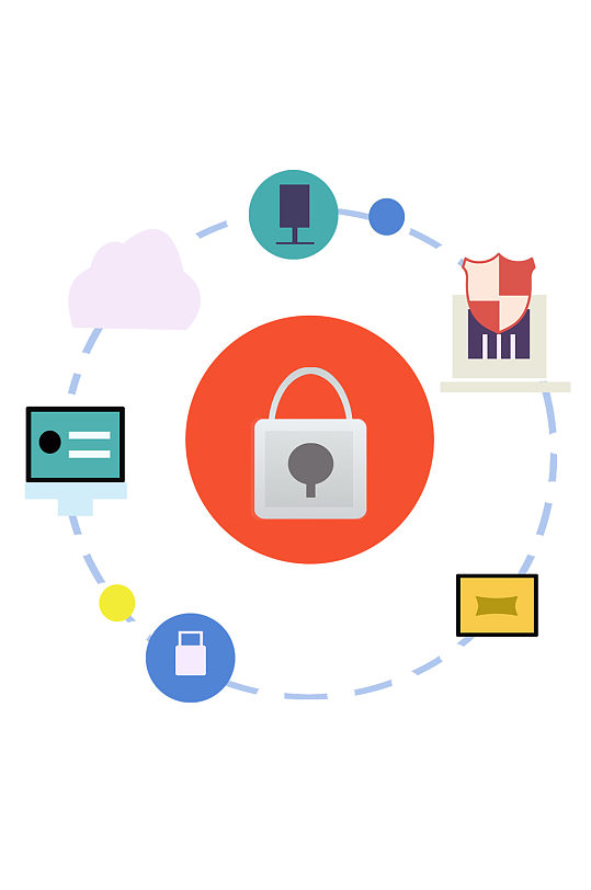 手绘网络安全信息图插画