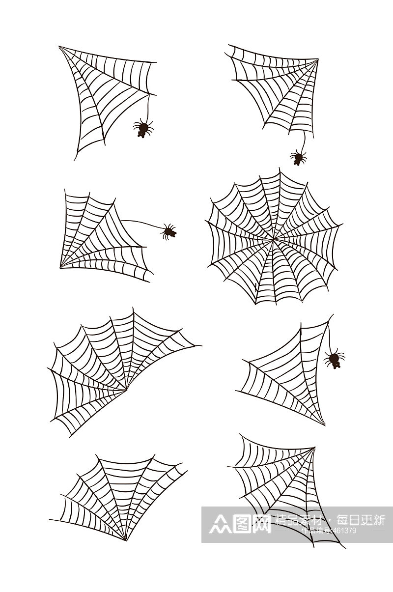 万圣节蜘蛛网边框插画素材