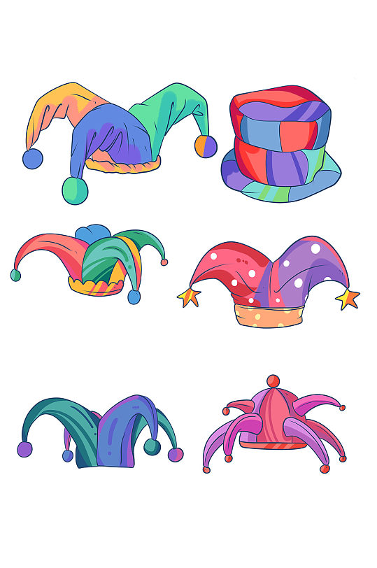 愚人节小丑帽子插画免抠 元素