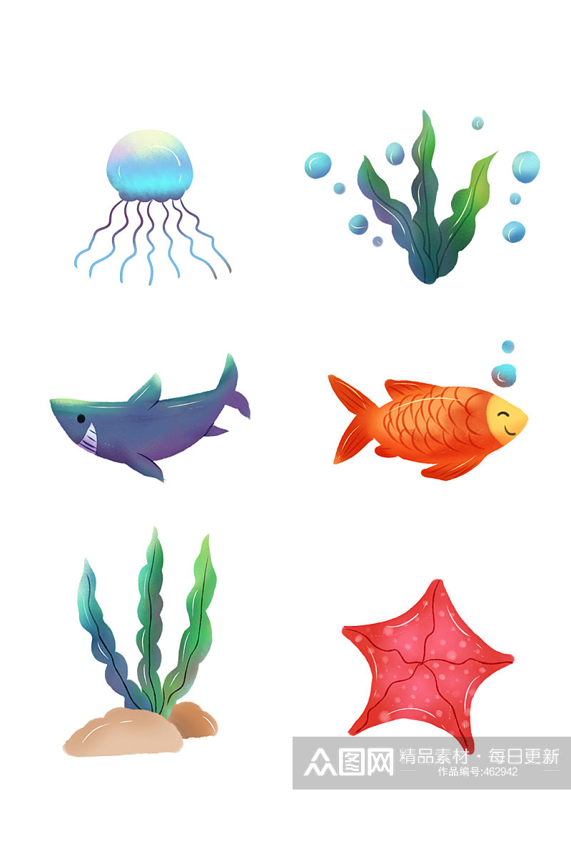 卡通海洋世界海洋生物设计素材