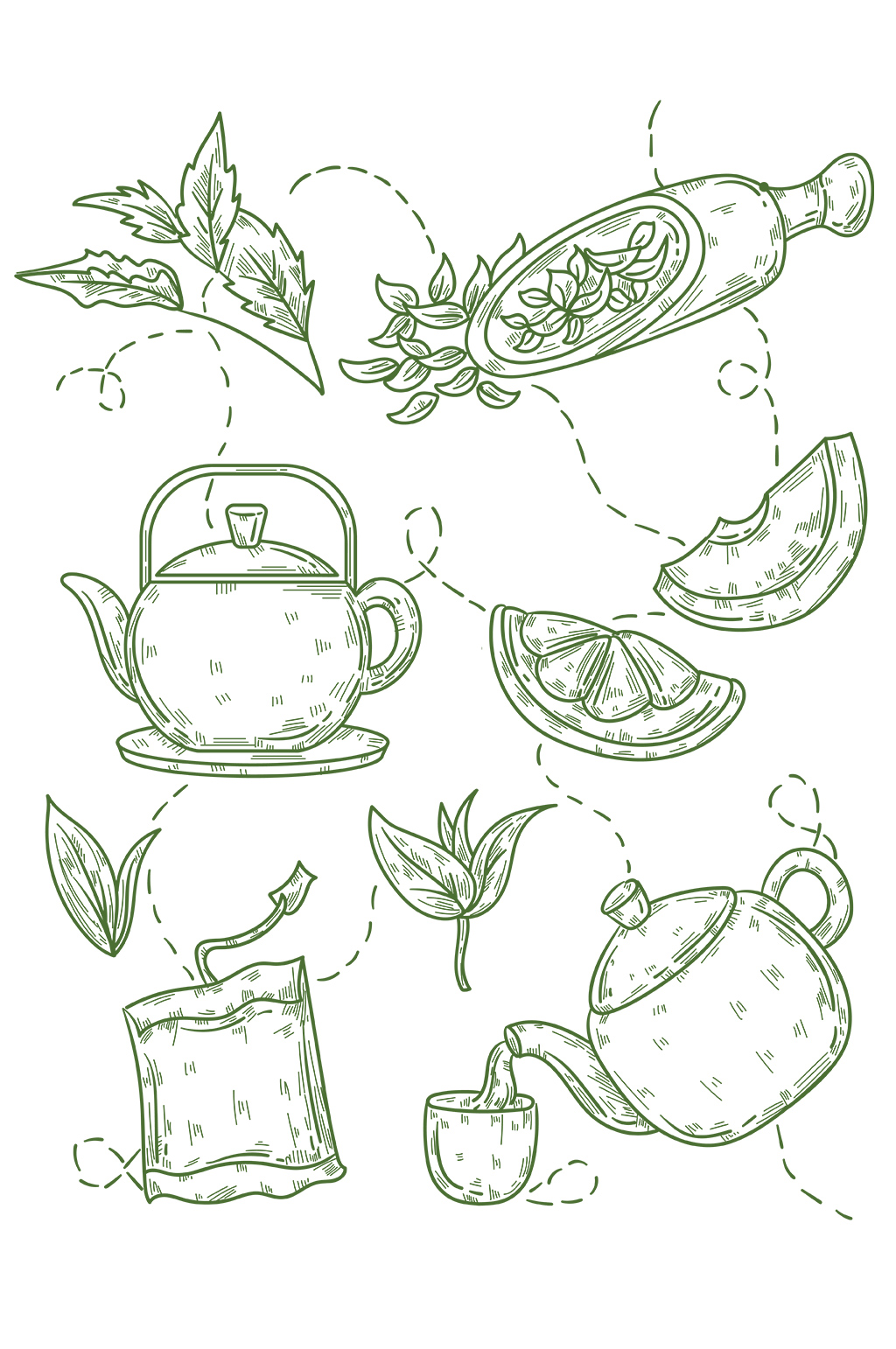 手绘线稿茶文化茶叶套图