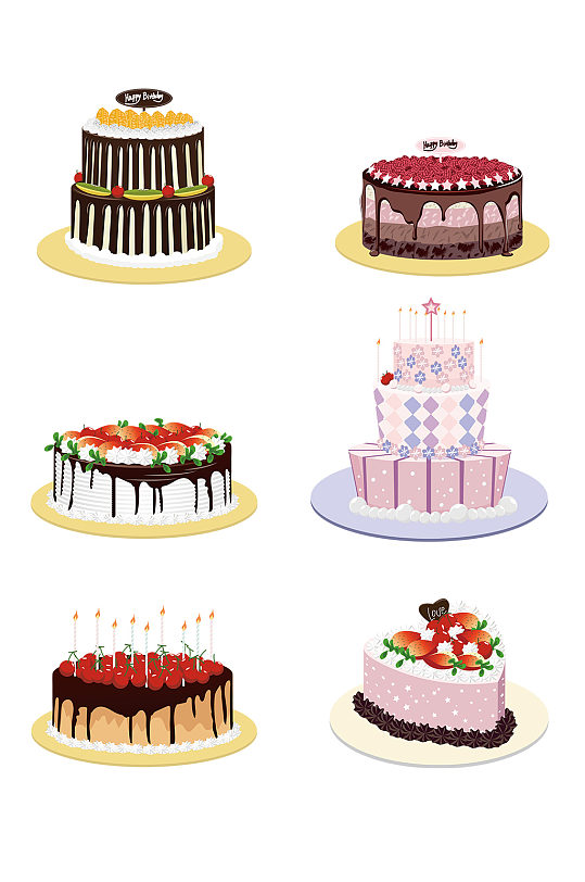 矢量生日蛋糕素材免抠