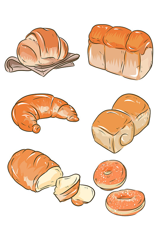彩绘面包麦穗饼干矢量素材