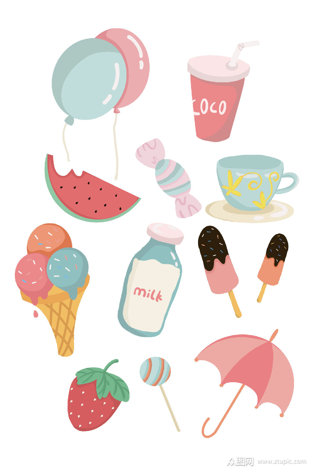 可爱卡通小清新少女贴纸模板下载-编号467245-众图网