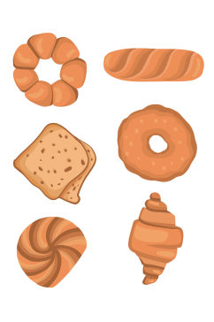 面包牛角面包独立图标设计