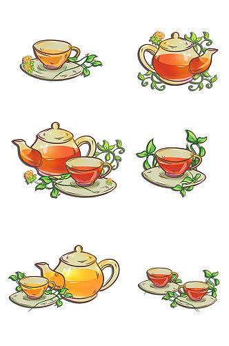 手绘茶饮插画设计元素