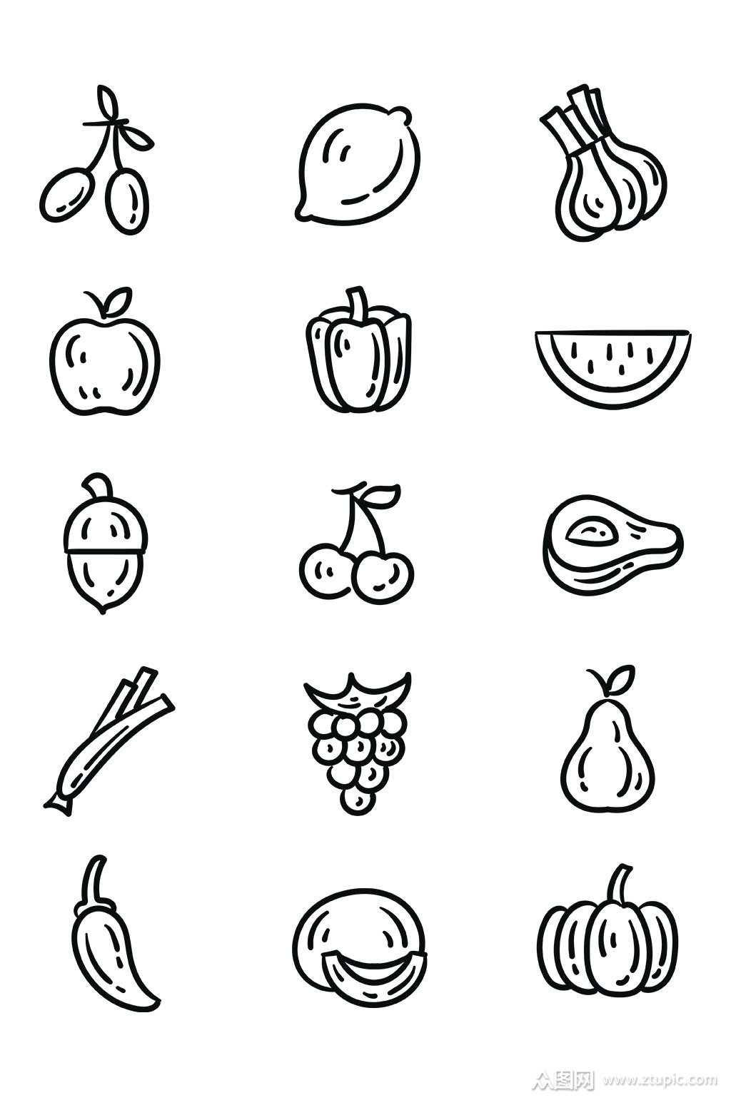 线稿水果矢量图标素材