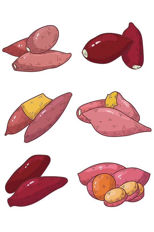 手绘红薯食物装饰粗粮免抠