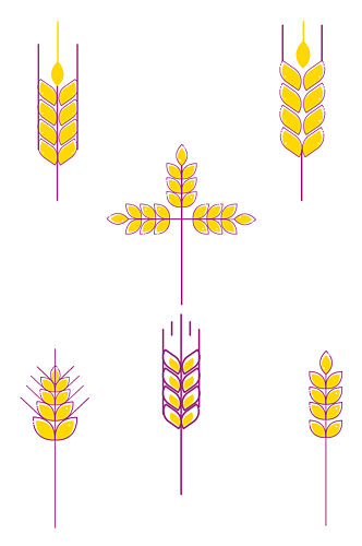 简约卡通小麦麦穗矢量元素设计