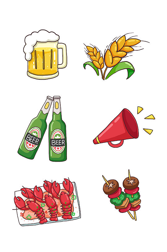 原创卡通啤酒节相关素材