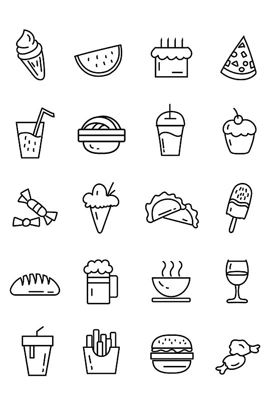 图标线稿食物图标免抠