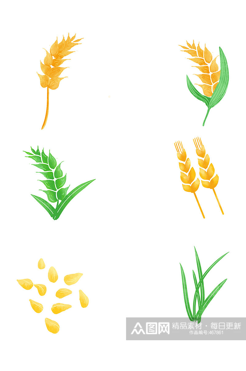 小麦麦穗稻谷粮食免抠矢量图元素素材