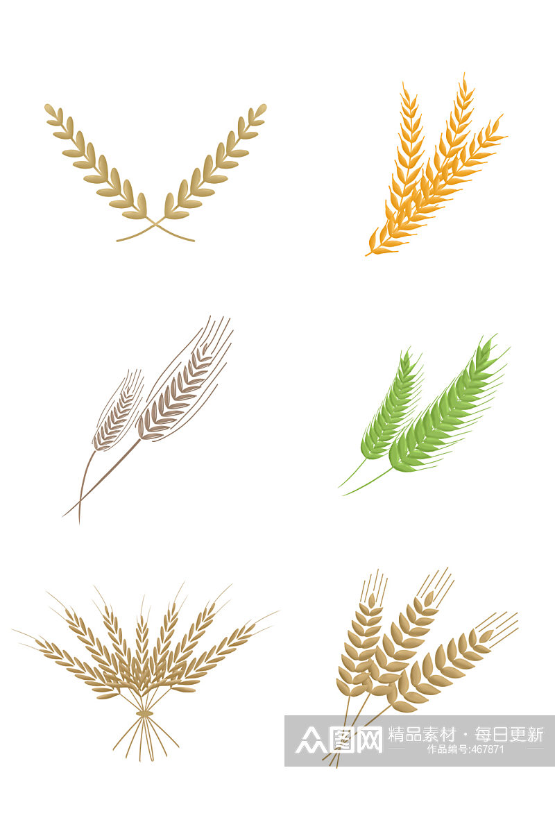 小麦设计装饰图案粮食免抠元素素材