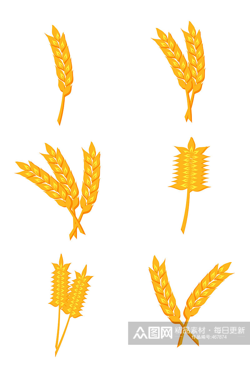 小麦麦穗矢量图免抠素材元素素材