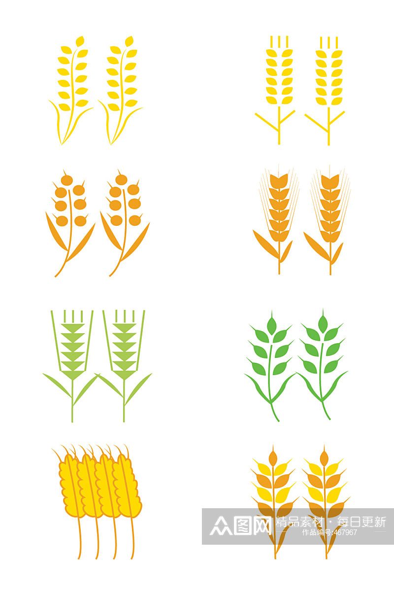 小麦设计矢量元素麦穗元素素材