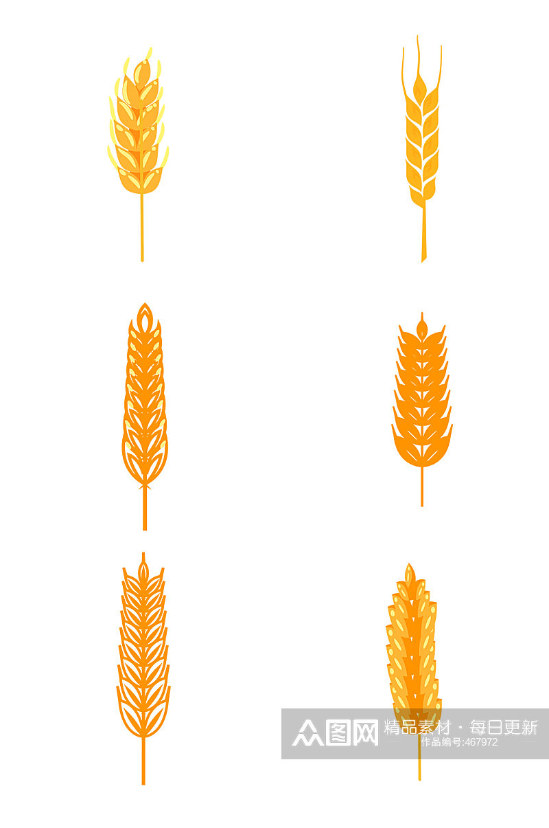 小麦麦穗免抠矢量设计图案元素素材