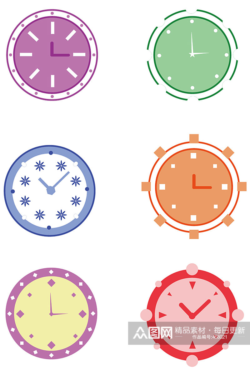 卡通时钟装饰闹钟插画素材下载-众图网