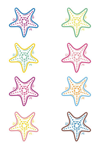 彩色海星矢量素材海洋生物