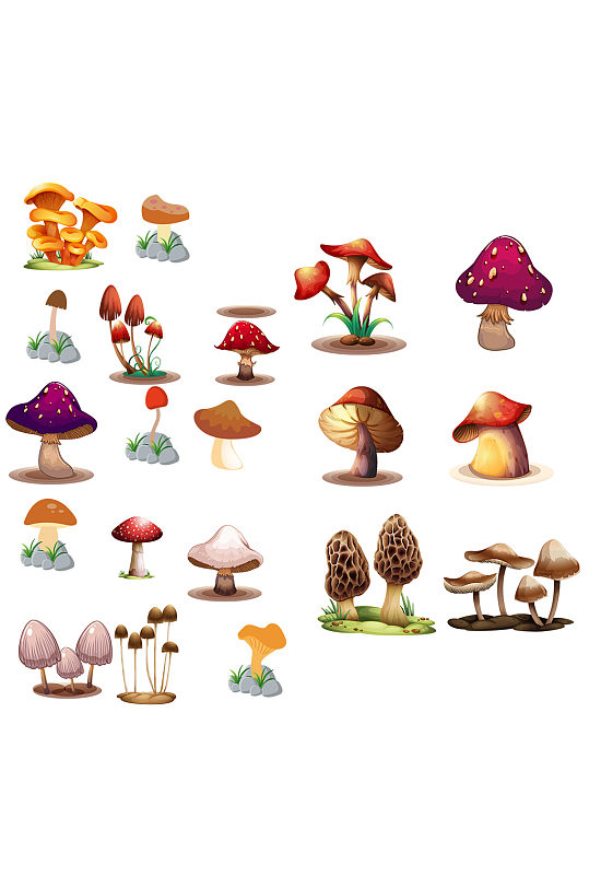 手绘蘑菇设计矢量素材