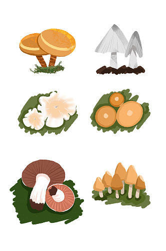 卡通可爱草地上的蘑菇菌子