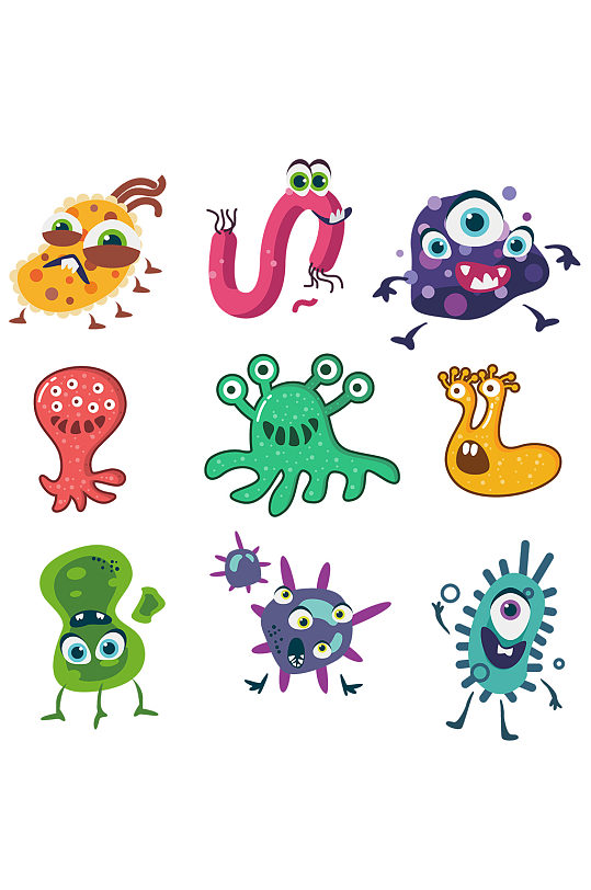 插画卡通细菌病毒免抠