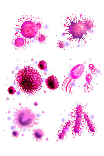 矢量免扣粉色细菌病毒