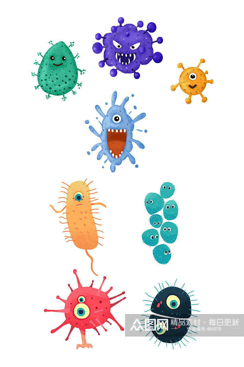 微生物医疗细菌插画免抠素材