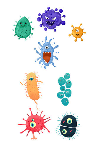 微生物医疗细菌插画免抠