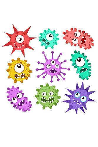 手绘病毒细菌微生物卡通