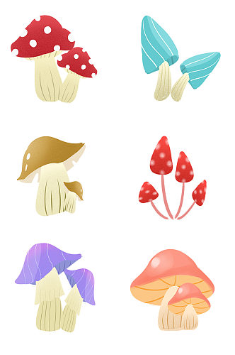 彩色卡通蘑菇设计免抠