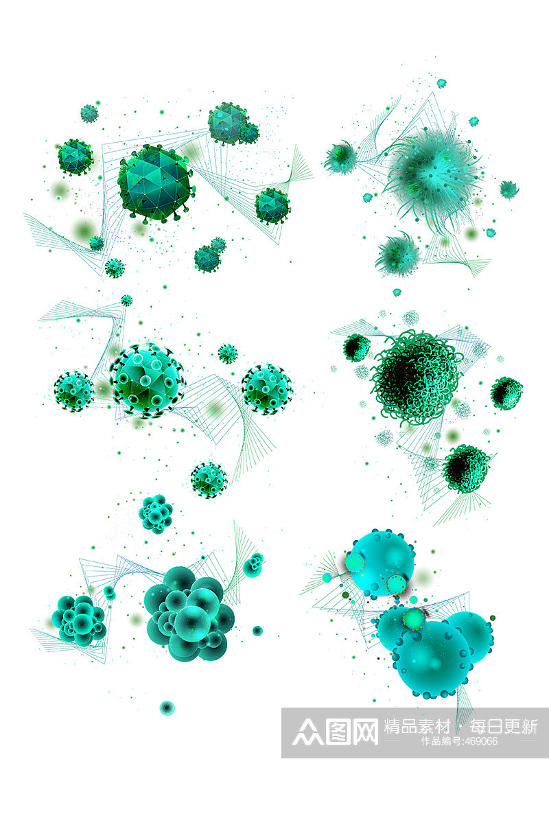 细菌细胞膜插画病毒免抠素材