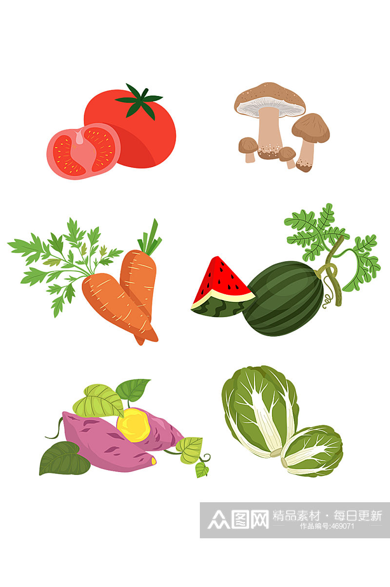 手绘蔬菜水果元素矢量素材