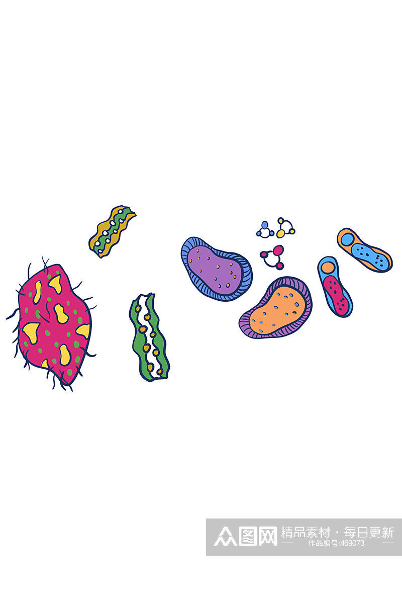 手绘细菌图标病毒免抠素材