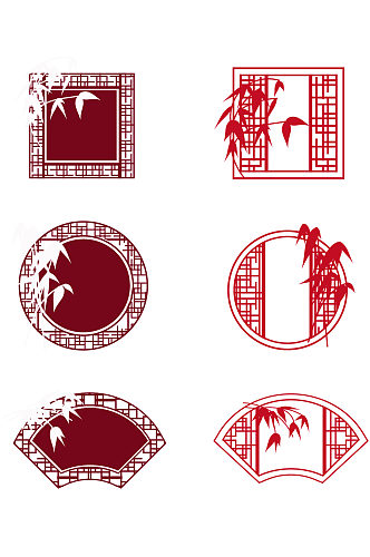 新年竹子中国风扇形文字框