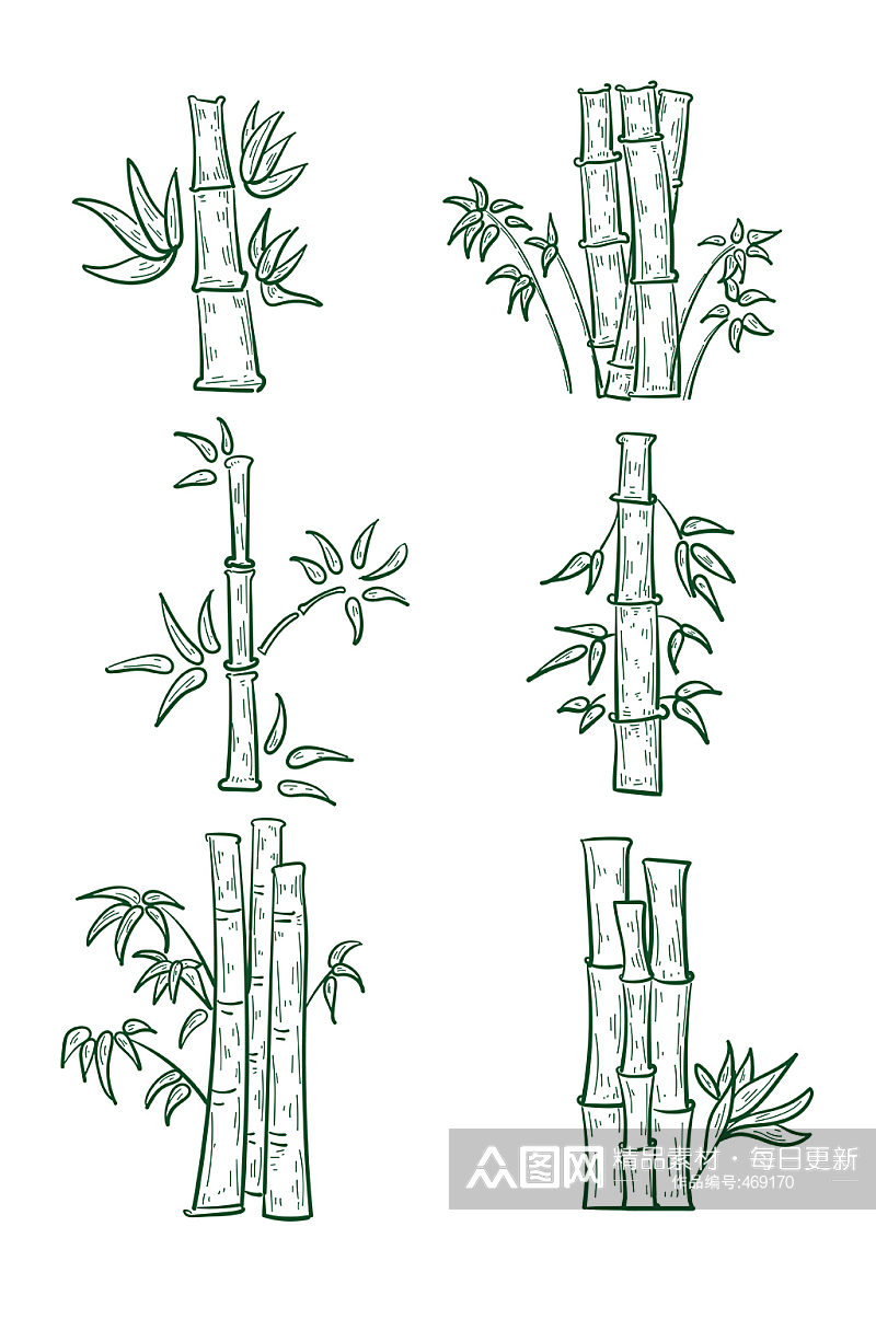 手绘竹子竹林装饰免抠素材