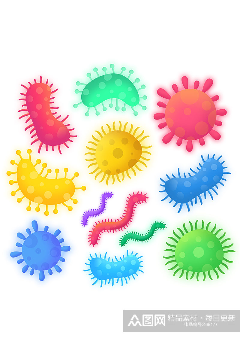 手绘病毒细菌微生物组图素材