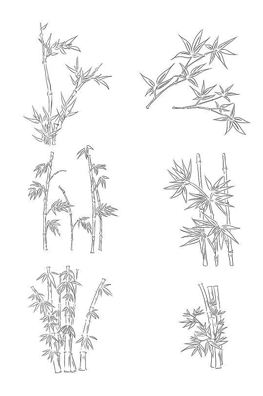 线稿竹子矢量素材剪影免抠