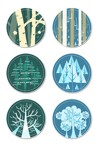 冬季树木矢量树木装饰素材
