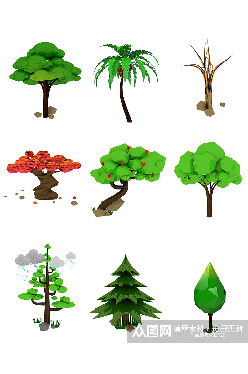 植物树立体树卡通免抠素材