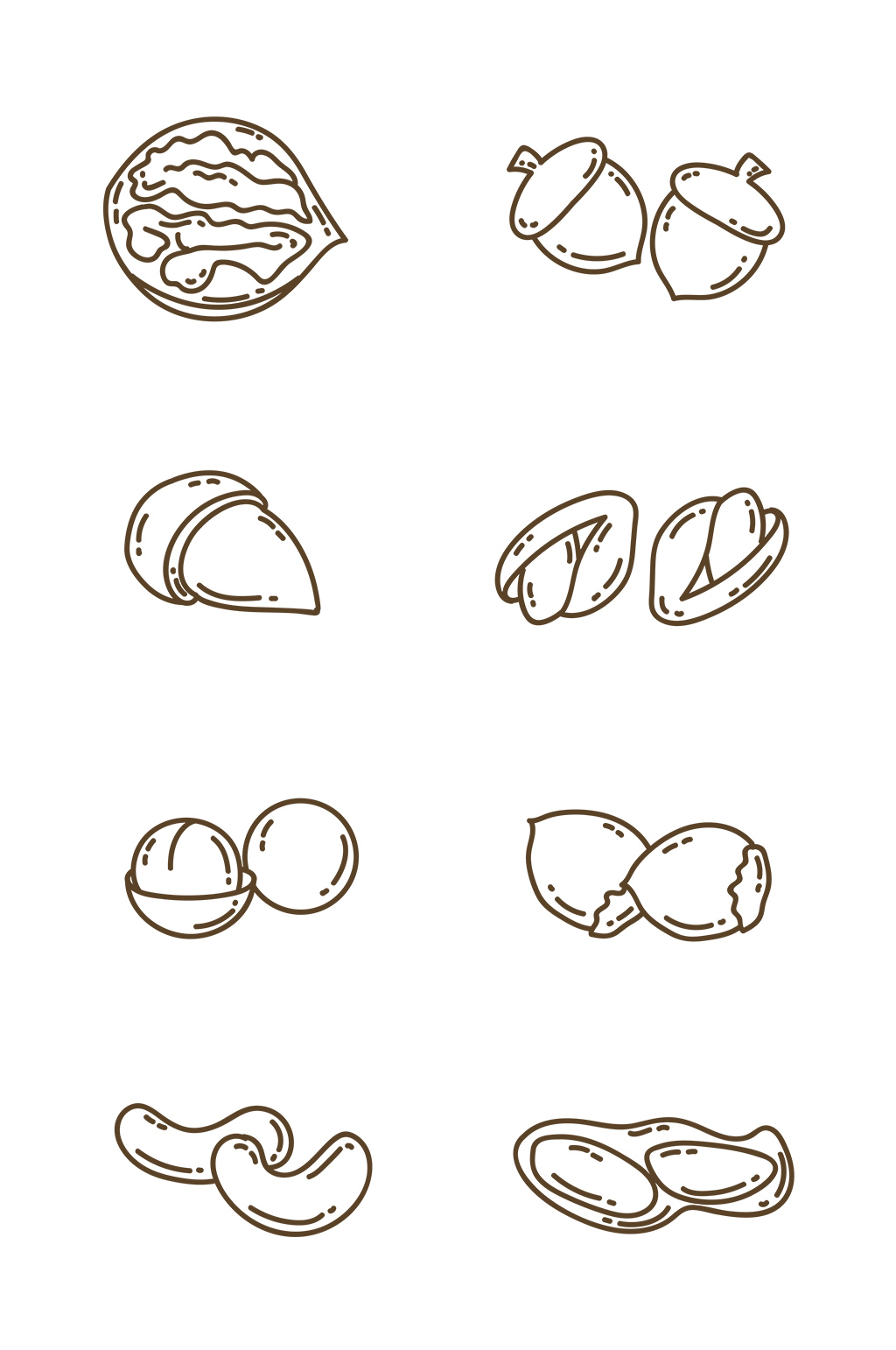 矢量线描简约坚果装饰